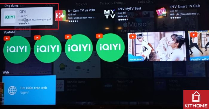Chọn ứng dụng iQIYI trên trang kết quả