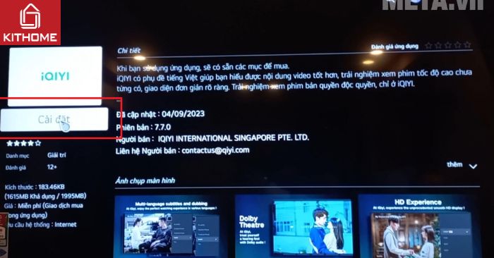 Bấm vào Cài đặt