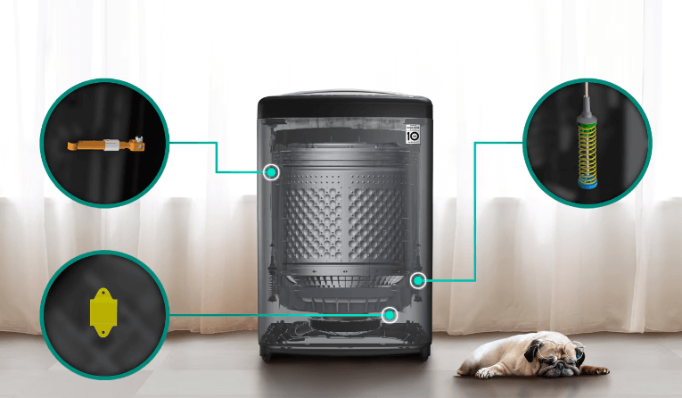 Máy giặt TV2516DV3B sử dụng động cơ mạnh mẽ Máy giặt lồng đứng LG Inverter 16kg TV2516DV3B