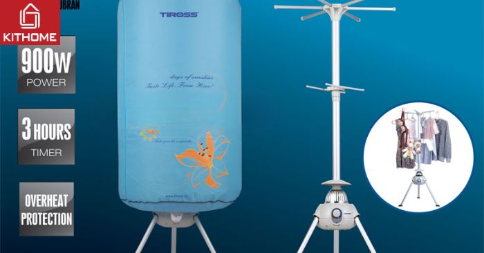 Máy sấy quần áo Tiross TS-880 dáng tròn, công suất 900W, mỗi lần sấy được 10kg quần áo