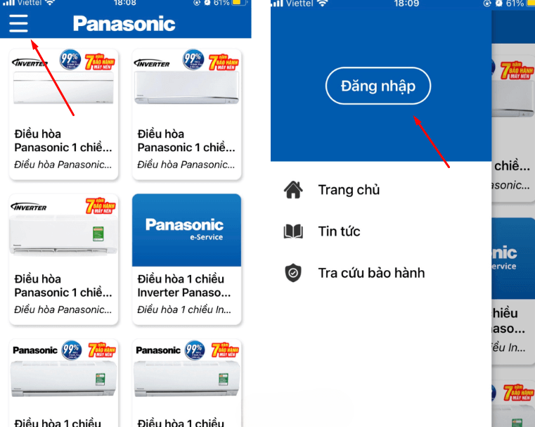 Đăng nhập vào ứng dụng.