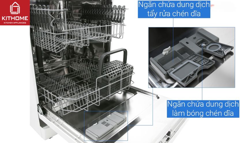 Nếu không có nhu cầu, bạn không cần sử dụng đến ngăn chứa dung dịch làm bóng chén dĩa