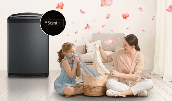 Máy giặt cửa trên LG TV2516DV3B được tích hợp tính năng xả thêm Scent+ Máy giặt lồng đứng LG Inverter 16kg TV2516DV3B