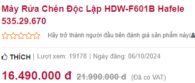 Giá máy rửa bát Hafele HDW-F601B