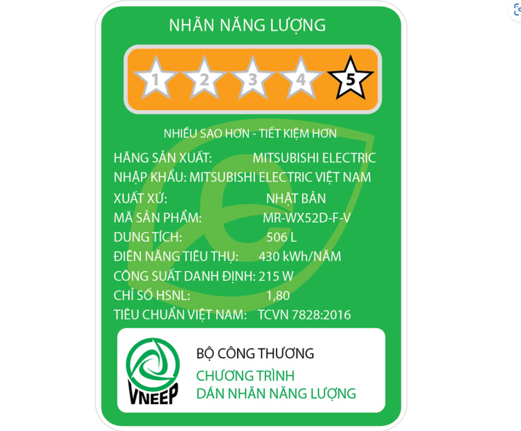 Tủ lạnh 6 cánh Mitsubishi Electric MR-WX52D-BR-V- 506 lít (Màu nâu) - Ảnh 3