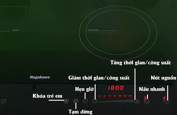 Tìm hiểu các nút chức năng của bếp đôi điện từ hồng ngoại Nagakawa NAG1252M Premium