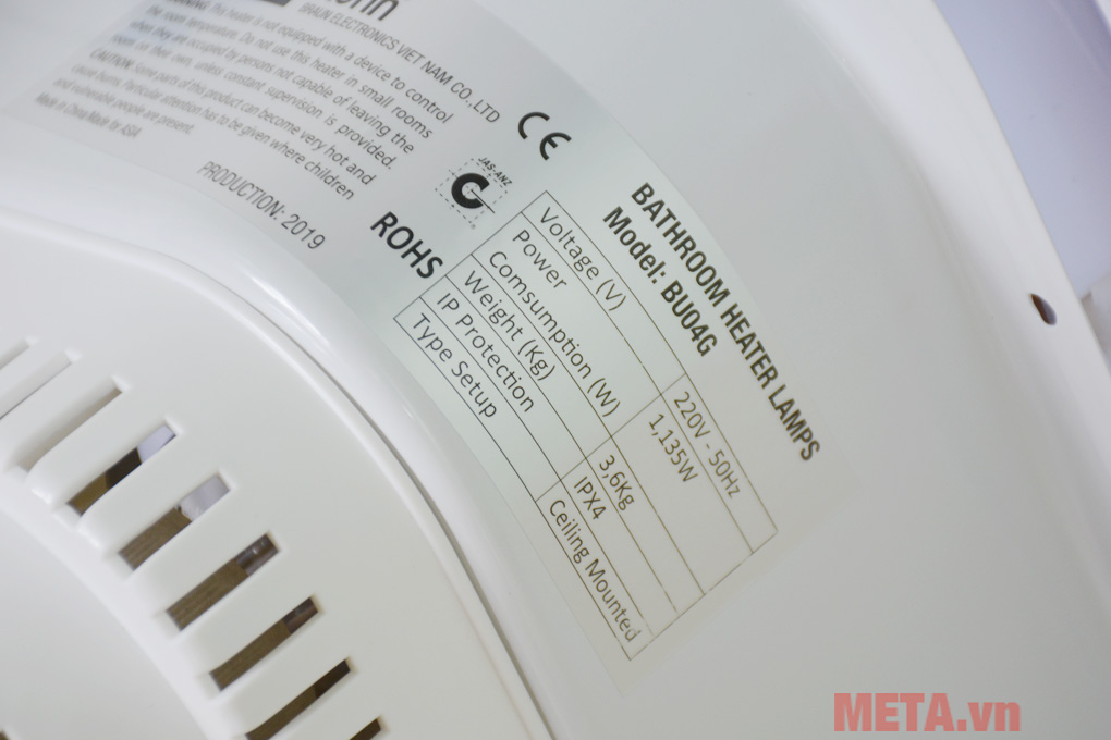 Đèn sưởi nhà tắm Braun Kohn BU04G 4 bóng (Có điều khiển)