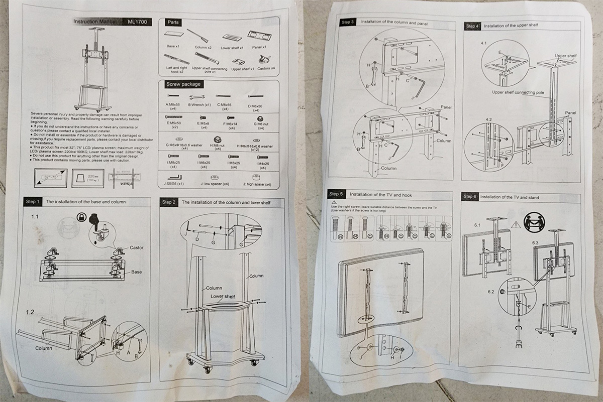 Giá treo tivi di động 1700/E1900 32-70 inch