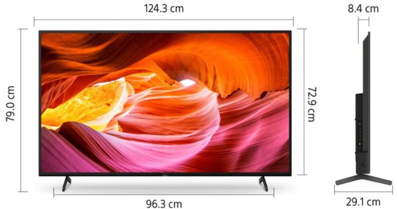 Kích thước tivi Sony 55X75K