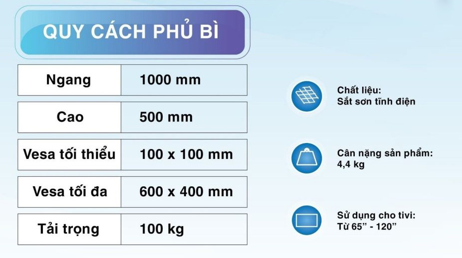 Khung treo tivi mâm áp tường C120T 65inch-120inch
