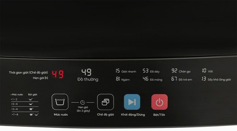 Bảng điều khiển của máy giặt Casper WT-85NG1 được thiết kế dạng cảm ứng hiện đại