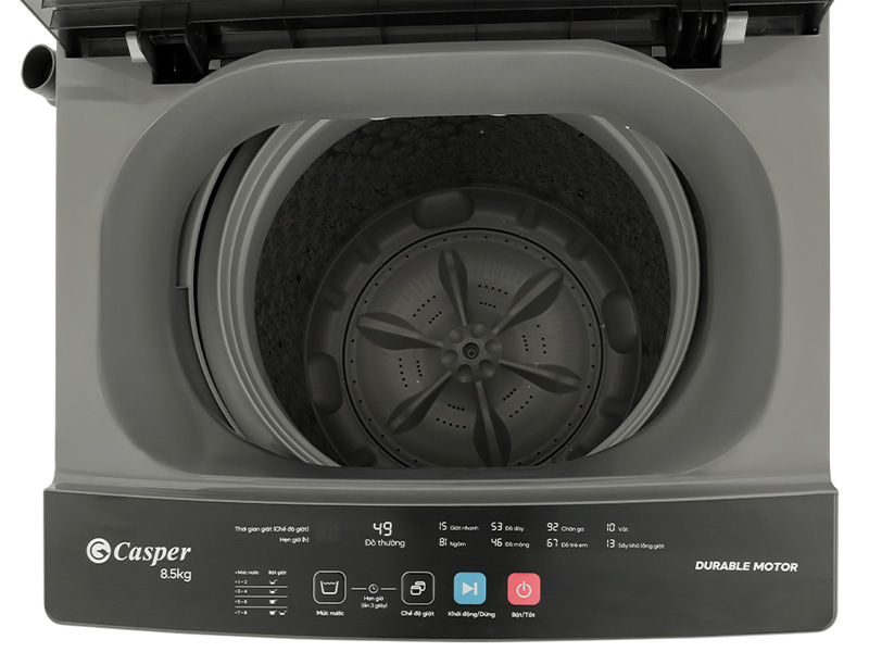 máy giặt Casper WT-85NG1 có khả năng giặt sạch nhờ hệ thống 3 luồng nước và lồng giặt Crystal