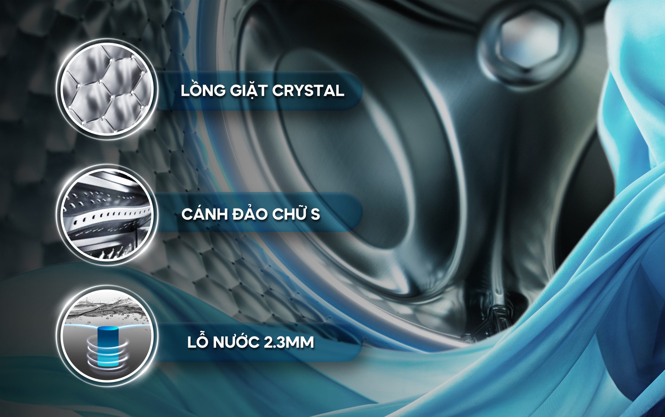 Máy giặt cửa ngang Casper WF-105VG5 10.5kg có thiết kế lồng giặt kim cương giảm xoắn rối, giảm phải sờn