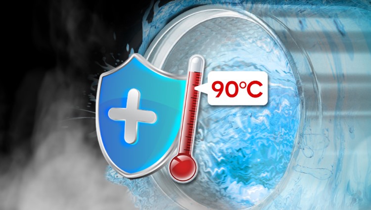 Máy giặt Casper WF-105VG5 có chương trình tự vệ sinh với nước nóng 90 độ C