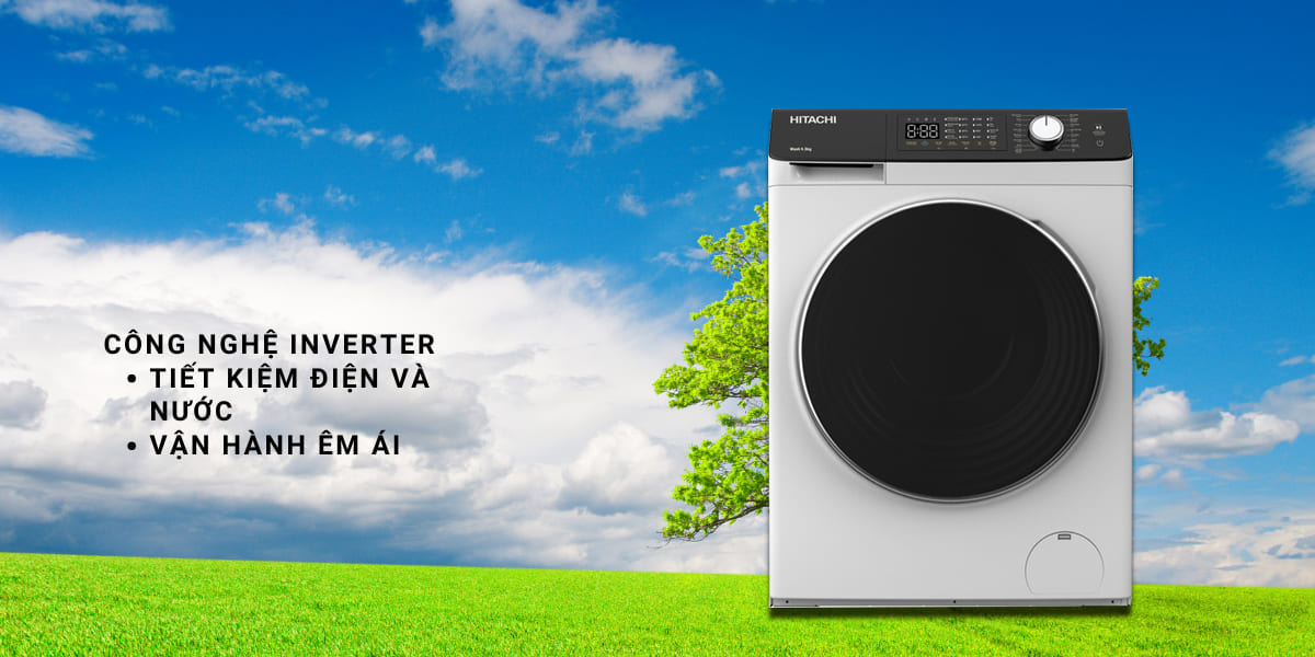 Máy giặt Hitachi Inverter 9.5Kg BD-954HVOW