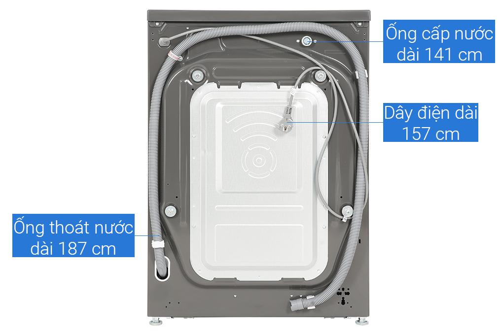 Máy giặt FV1410S4M1 có ống cấp nước và thoát nước phía sau Máy giặt LG AI DD Inverter 10kg FV1410S4M1