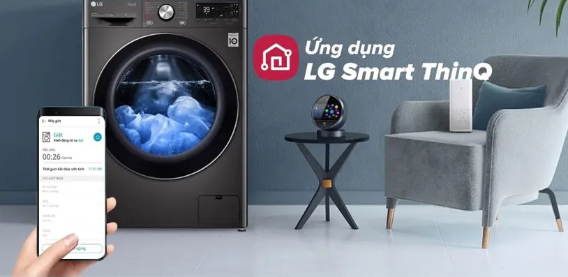 Bạn có thể điều khiển máy giặt lồng ngang LG FV1412S3BA qua điện thoại thật dễ dàng