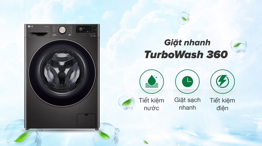 Công nghệ TurboWash360 của máy giặt FV1414S3BA giặt sạch quần áo nhanh chóng