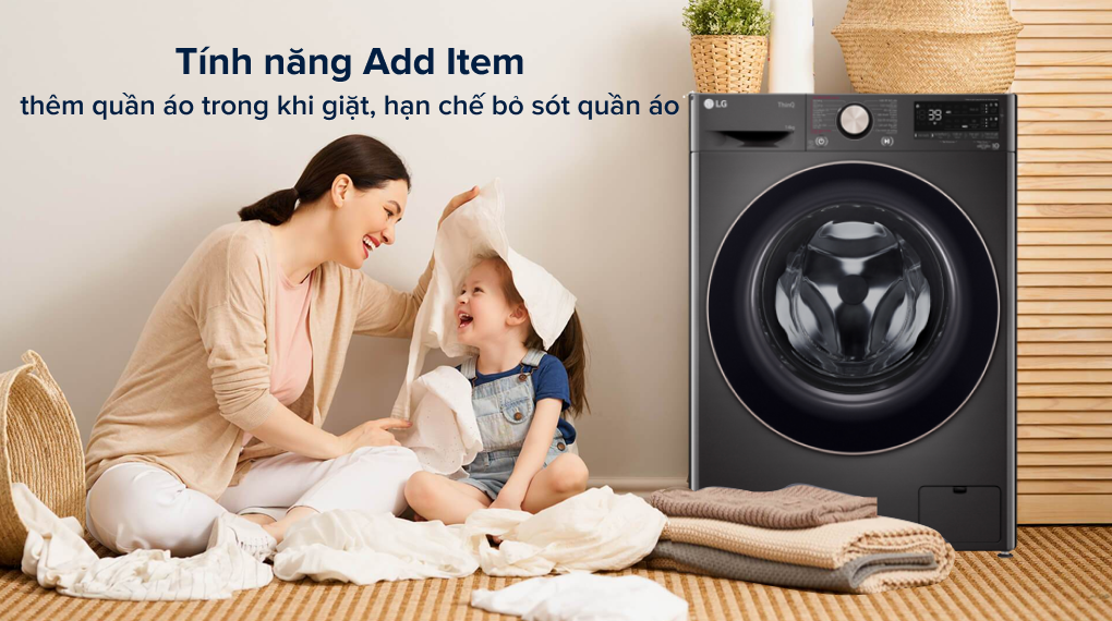 Máy giặt lồng ngang thông minh AI LG inverter 14kg FV1414S3BA có tính năng thêm đồ trong khi giặt rất tiện lợi