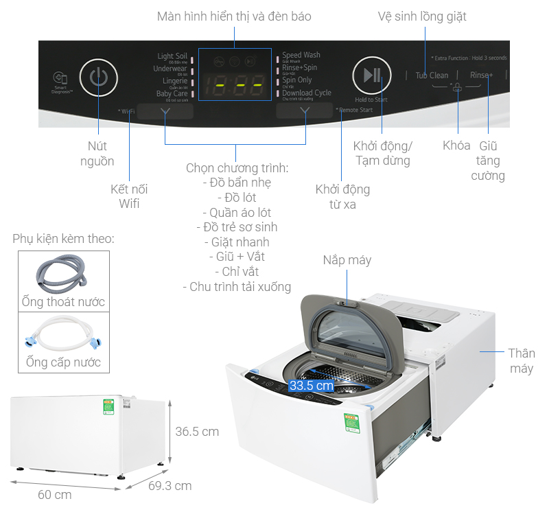 Máy giặt LG Mini Wash 2.5kg TV2402NTWW