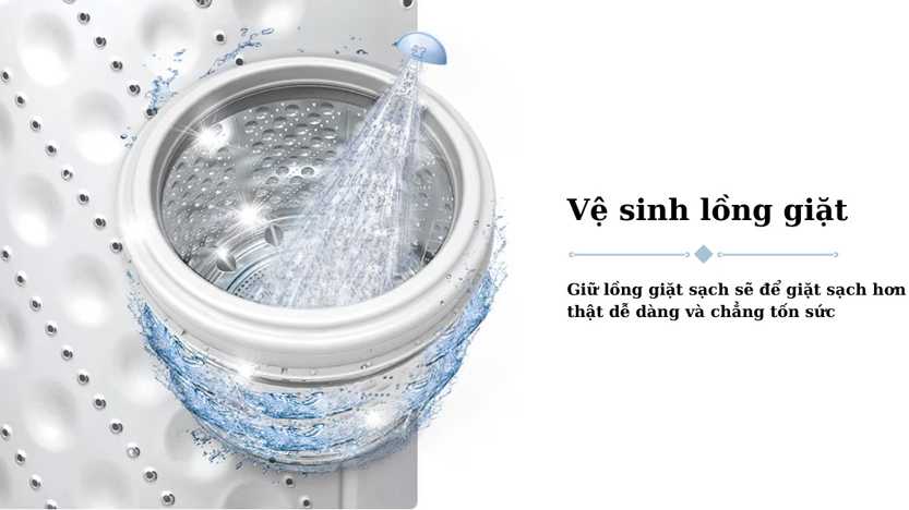Máy giặt LG TV2515DV5J có thê tự động làm sạch lồng giặt Máy giặt LG TV2515DV5J có thê tự động làm sạch lồng giặt