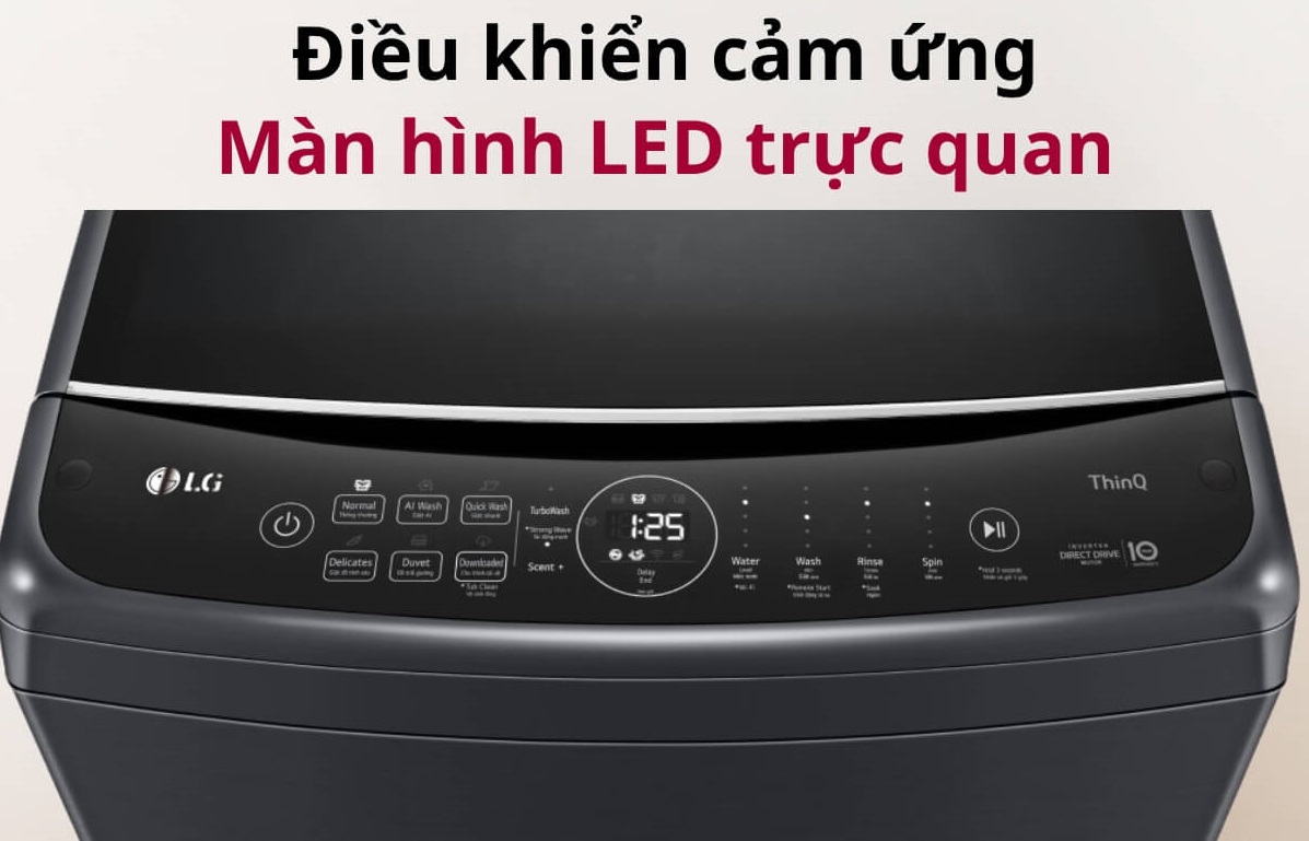 Máy giặt LG AI DD Inverter TV2517SV7J có bảng điều khiển song ngữ dễ sử dụng