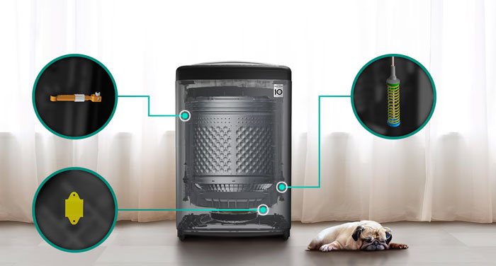 Máy giặt cửa trên LG TV2518DV3B vận hành êm ái, tiết kiệm điện năng Máy giặt lồng đứng LG Inverter 18kg TV2518DV3B