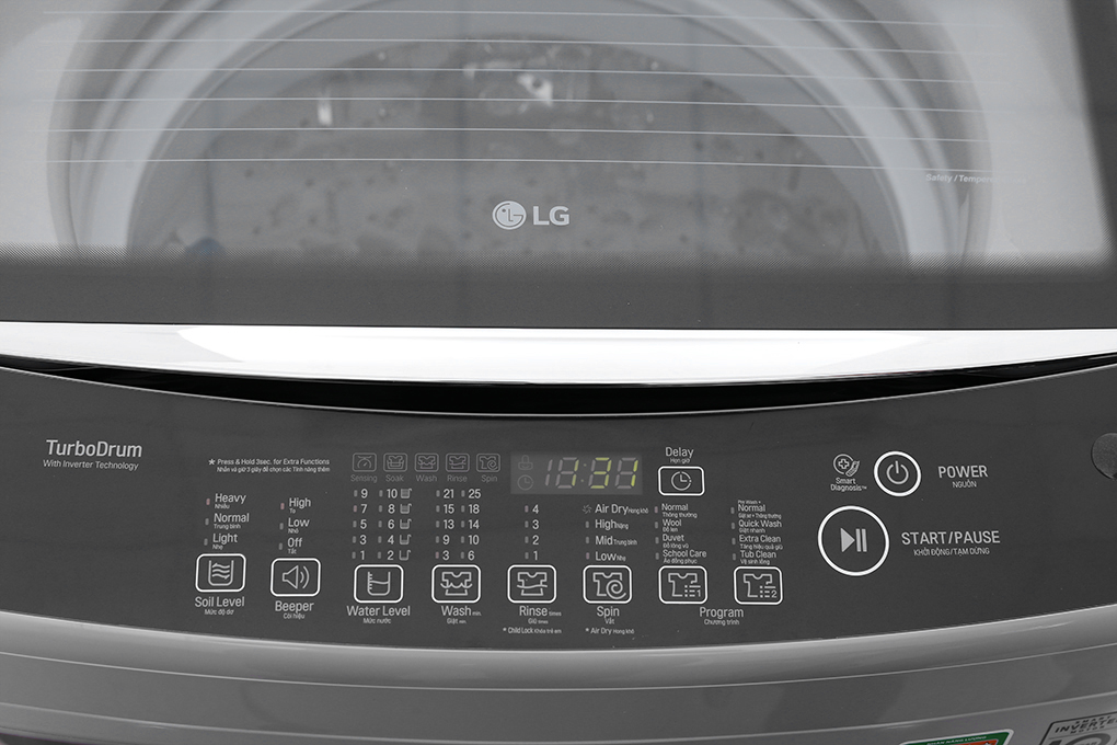 Bảng điều khiển máy giặt lồng đứng LG Inverter 11.5 kg T2351VSAB Máy giặt lồng đứng LG Inverter 11.5 kg T2351VSAB