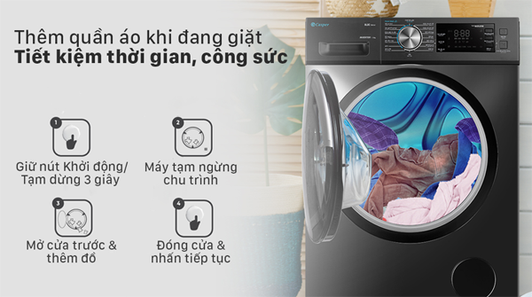Máy giặt lồng ngang inverter Casper WF-125I140BGB 12.5 kg