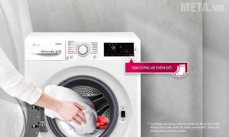 Chức năng thêm đồ giặt tiện ích của máy giặt LG Máy giặt lồng ngang LG inverter FC1485S2W-8.5 kg