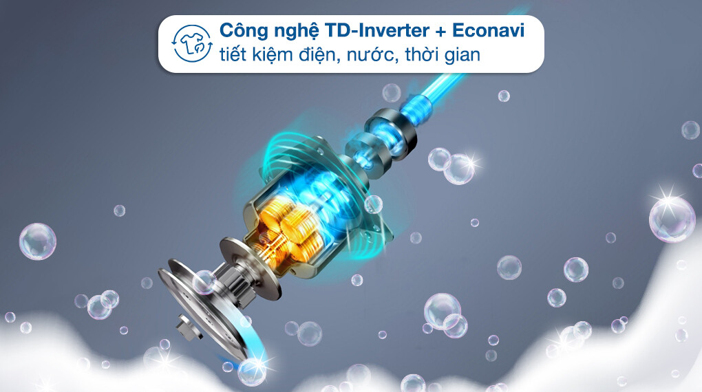 Máy giặt Panasonic NA-FD10VR1BV ứng dụng công nghệ TD Inverter giúp tiết kiệm điện hiệu quả