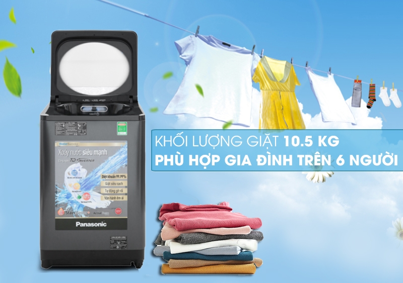 Máy giặt Panasonic Inverter NA-FD10AR1BV có khối lượng giặt 10,5kg