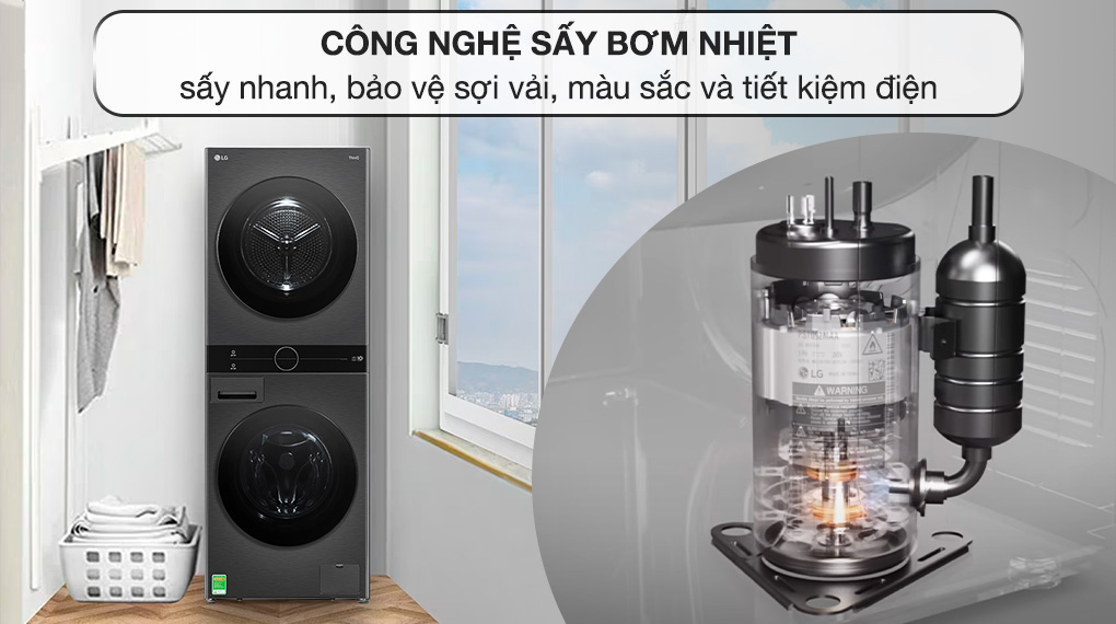 Máy giặt sấy Inverter LG 2 tầng WT1410NHB