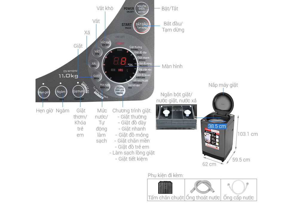 Máy giặt Sharp 11kg ES-W110HV-S