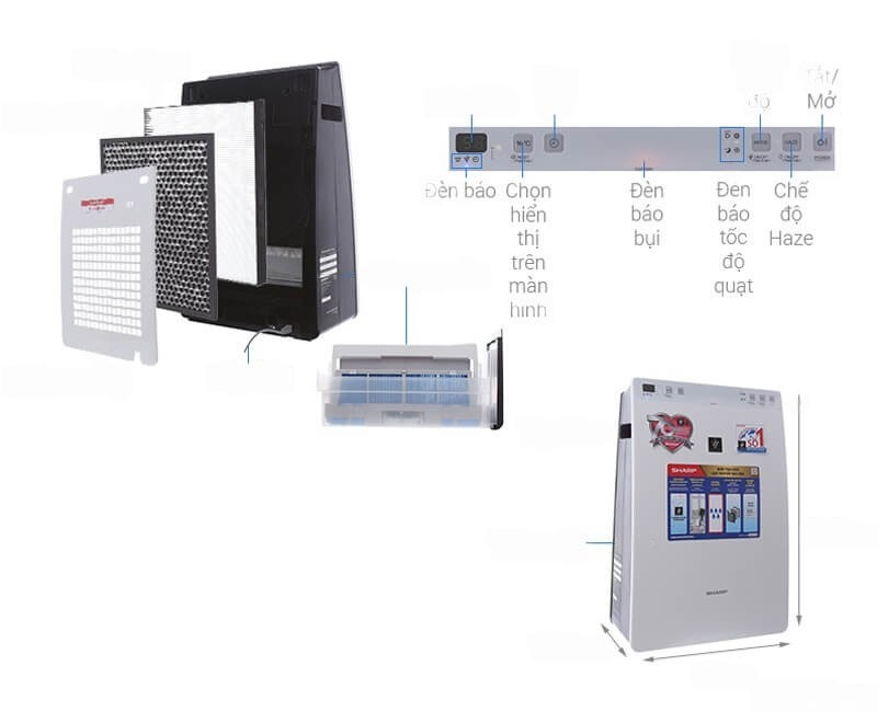 Máy lọc không khí và tạo ẩm SHARP KC-F30EV-W (21m2)