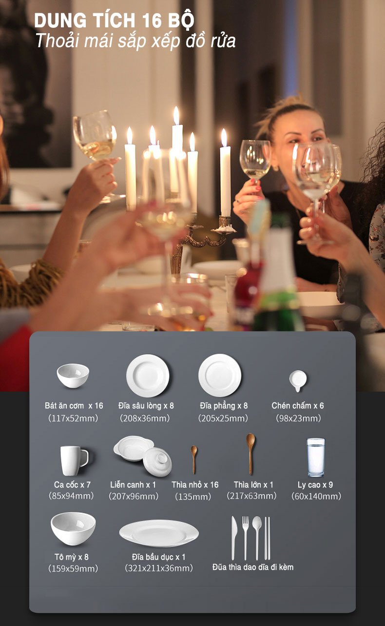 Máy rửa bát Richborn RDP6085SHS 16 bộ