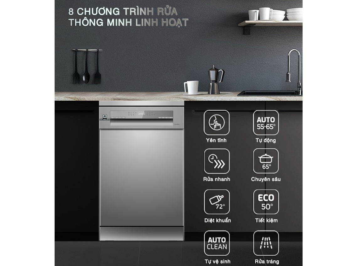 Máy rửa bát Richborn RDS4585EMS 11 bộ-tự hé cửa