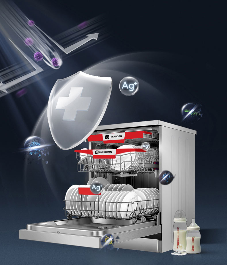Máy rửa bát Richborn RDS6085FMS 15 bộ-tự hé cửa
