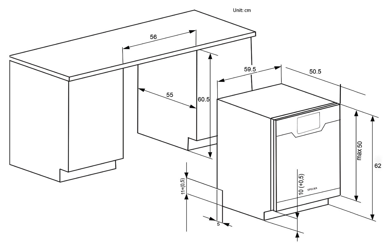 Máy rửa chén bát Spelier SMS 08 Plus 1/DW - 8 bộ