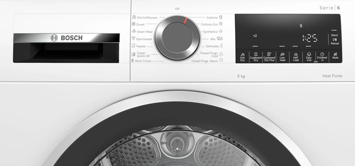 Bảng điều khiển của Máy sấy bơm nhiệt Bosch WQG24200SG Series 6