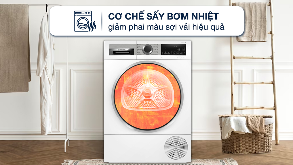 Máy sấy bơm nhiệt Bosch 9kg WQG24570SG serie 6