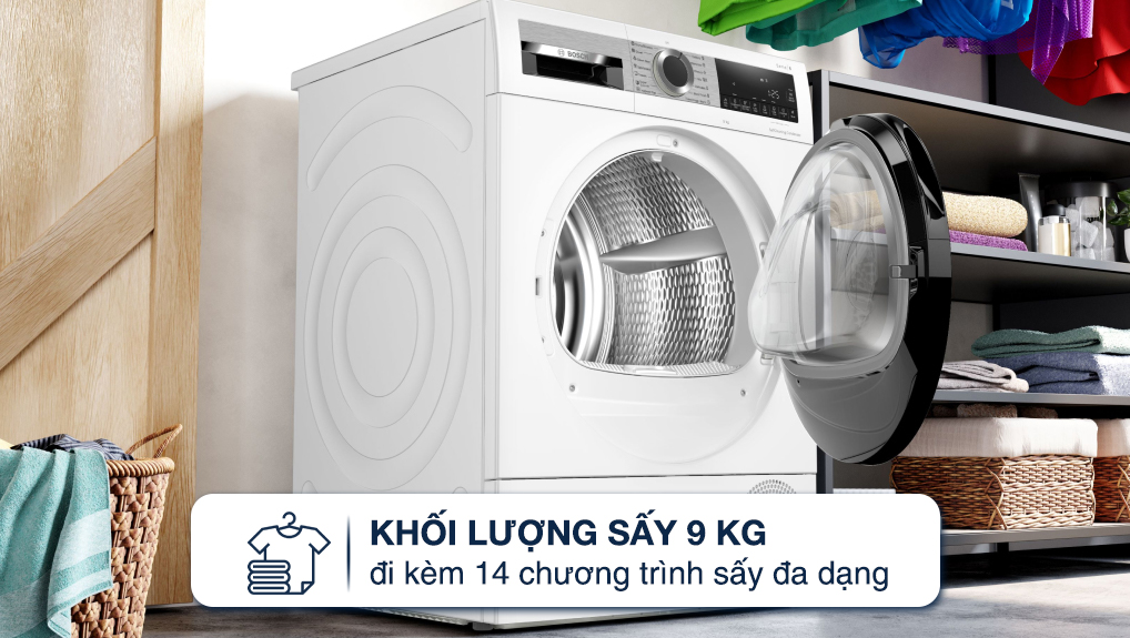 Máy sấy bơm nhiệt Bosch 9kg WQG24570SG serie 6