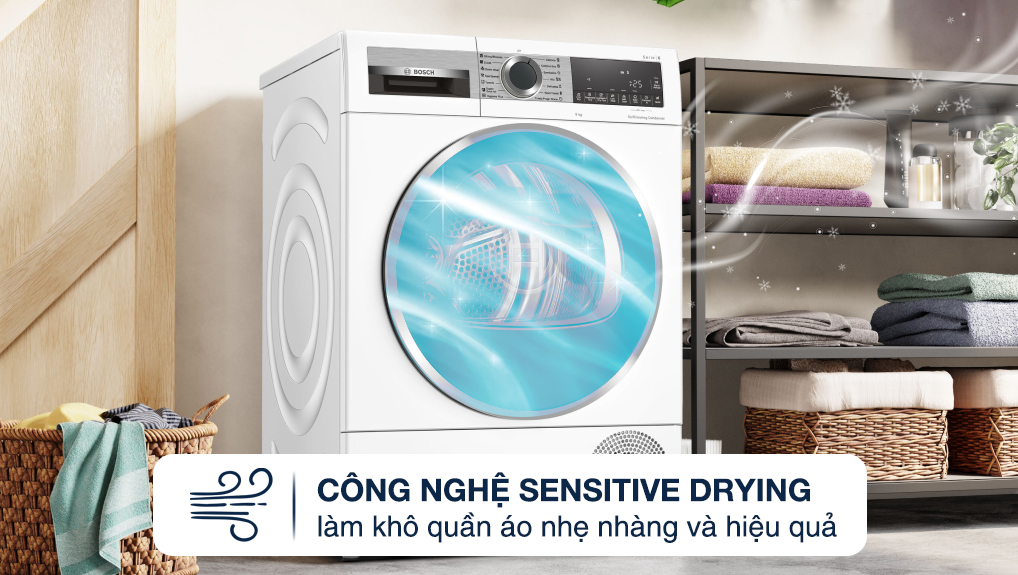 Máy sấy bơm nhiệt Bosch 9kg WQG24570SG serie 6