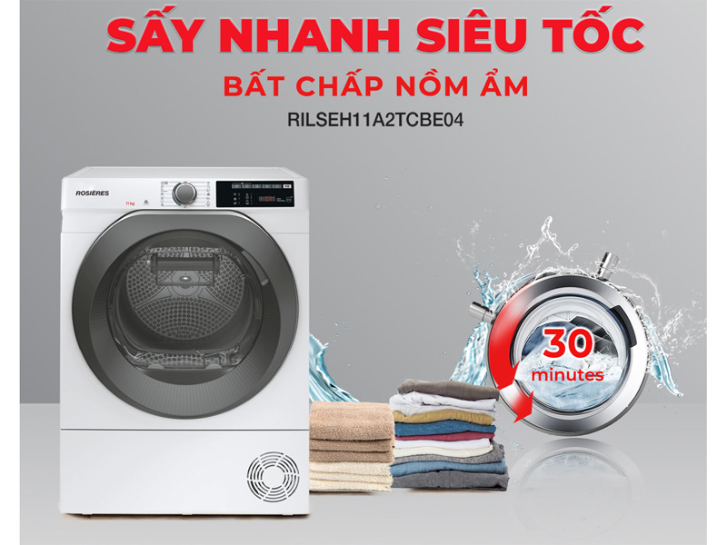 Máy sấy bơm nhiệt Rosieres RILSEH11A2TCBE04 11kg