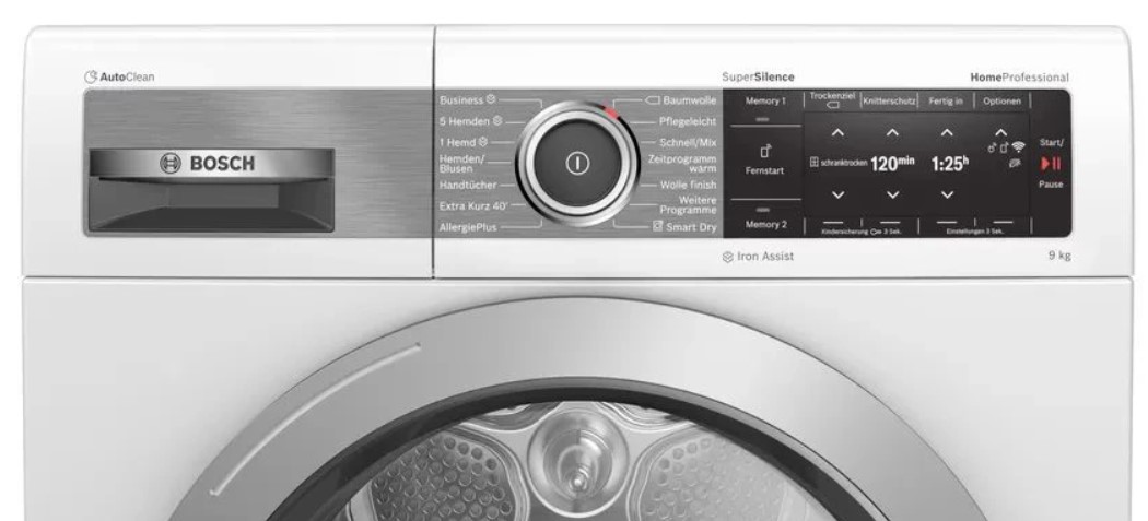 Máy sấy Bosch WTX87E40 Heatpump 9kg được trang bị bảng điều khiển giao diện ComfortControl Plus