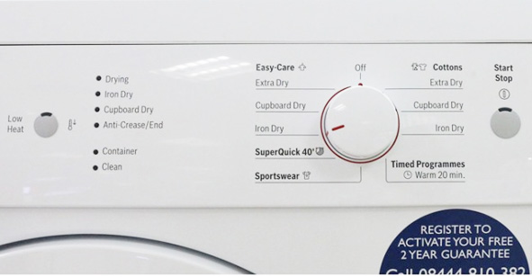 Bảng điều khiển của Máy sấy quần áo Bosch WTE84105GB 7kg