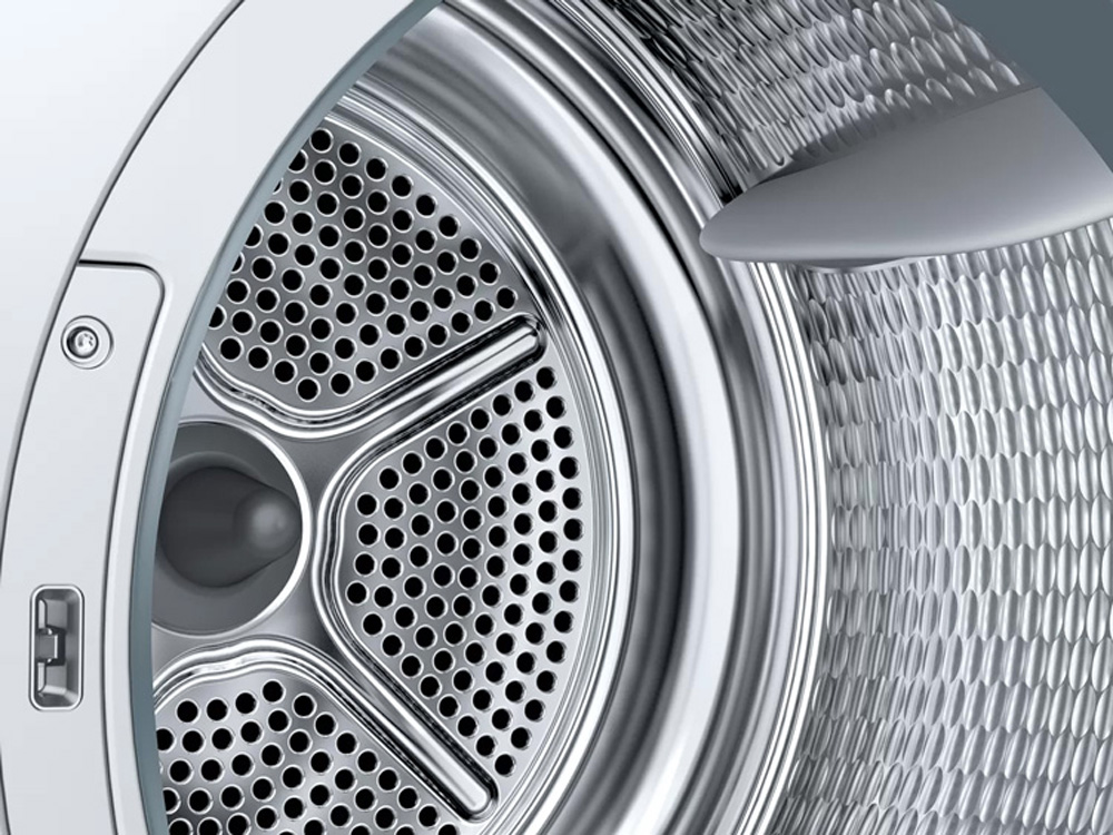 Lồng sấy làm từ thép không gỉ sáng bóng, bền chắc Máy sấy quần áo bơm nhiệt Bosch WTH83008SG 8kg Lồng sấy làm từ thép không gỉ sáng bóng, bền chắc