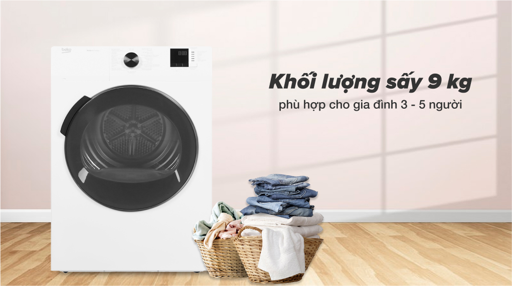 Máy sấy thông hơi Beko DA9112RX0WB có khối lượng sấy 9kg Máy sấy thông hơi Beko 9kg DA9112RX0WB có khối lượng sấy 9kg