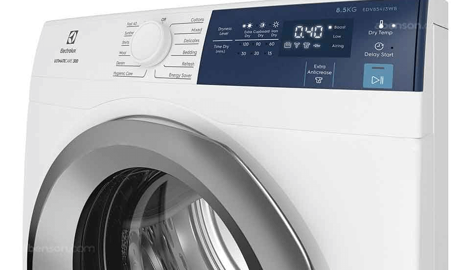 Máy sấy thông hơi Electrolux 8.5kg EDV854J3WB có bảng điều khiển bằng núm vặn có đèn LED hiển thị