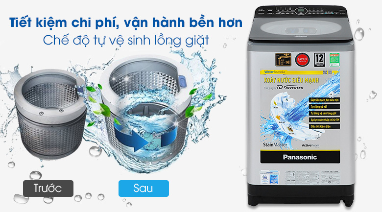 Máy giặt lồng đứng Panasonic NA-FD95X1LRV có chế độ tự làm sạch lồng giặt hạn chế phát triển vi khuẩn